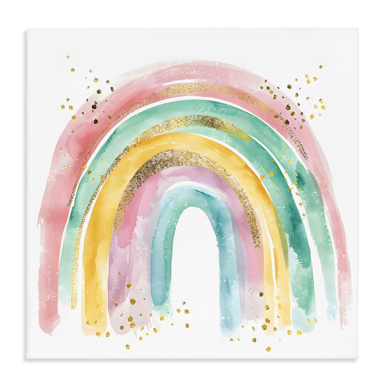 Stupell Industries Pastel Rainbow with Gold Accents Canvas, design by Creative Studio